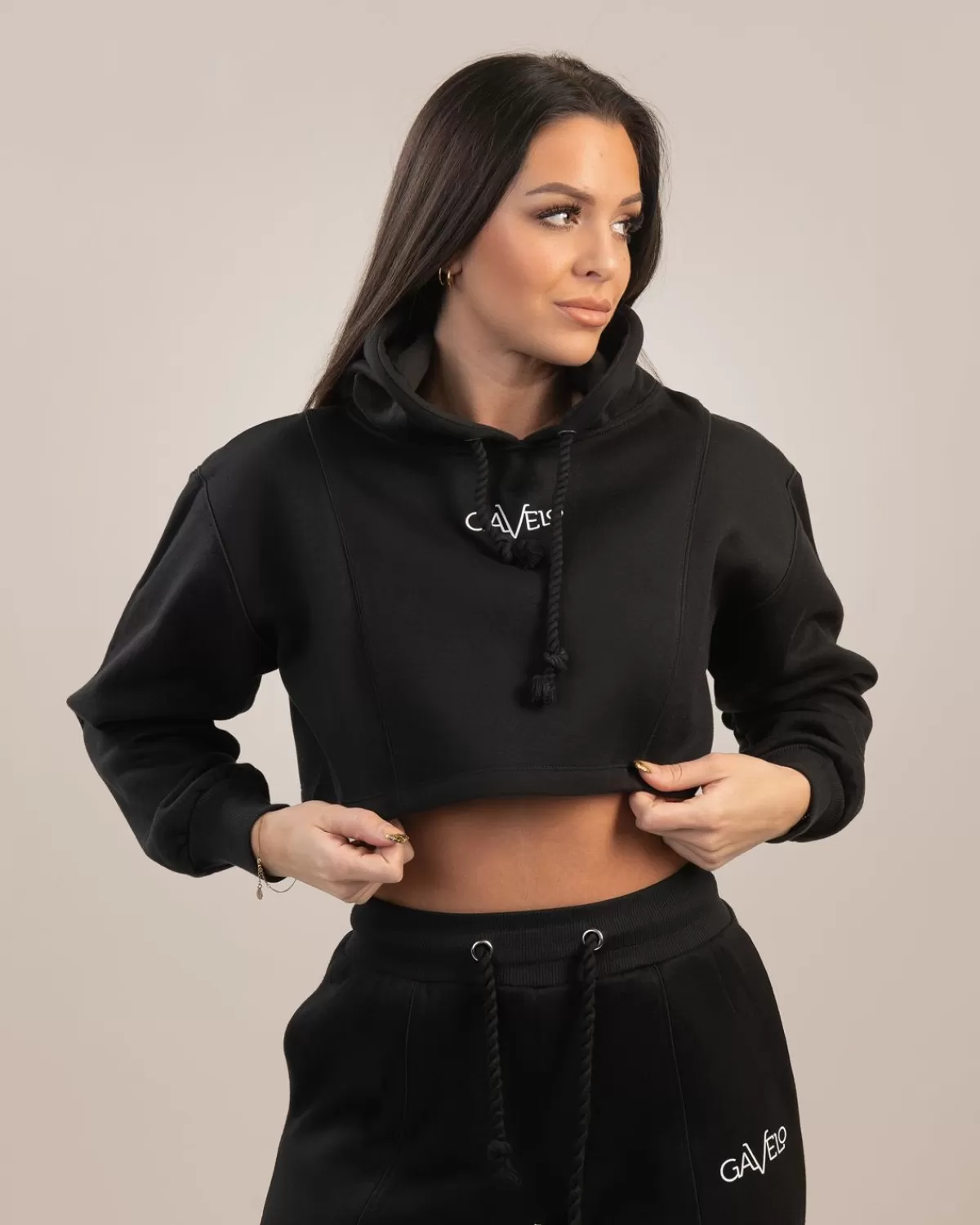 Chill Lounge Cropped Hoodie Black^Gavelo Cheap